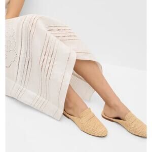 Carrie Forbes Tapa Woven Raffia Loafer Mules Natural Woven Raffia Size 8 US NWOT